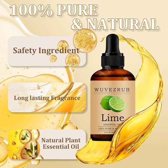 Lime Essential Oil 120ML - 100% Pure and Natural Oils for Aromatherapy Diffuser - 4 Fl Oz/Lime