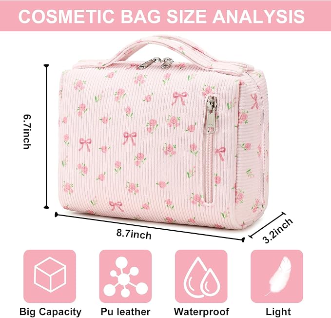 Bluboon Makeup Bag Zipper Pouch Travel Portable Cosmetic Bag Organizer for Women and Girls