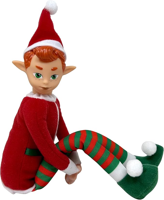 The Original Elf 12" Plush Christmas Elf Doll – Poseable Shelf Sitter with Dangling Legs – Perfect for Christmas Decorations, Toy Elf for Kids, Mini Elf Christmas Elves, and Elf Tree Topper