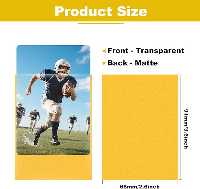 Premium Card Sleeves, 150 Sleeves 2.6''x3.6''(66x91mm) Compatible with Standard Size Trading Cards, Fit for MTG PTCG Game Cards, Baseball Cards, Sport Cards (Yellow)