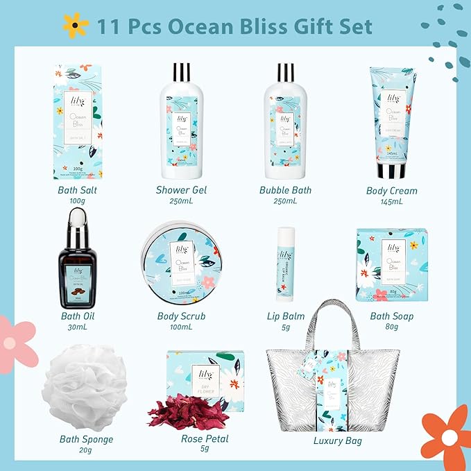 Mothers Day Gift for Mom, Gifts for Women - XXXL Bag Spa Gift Set for Mom, Bath and Body Gift Bag Set for Women, Spa Kit, Valentines Day Gift, Birthday, Christmas Gifts, Spa Bath Gift Set for Holiday