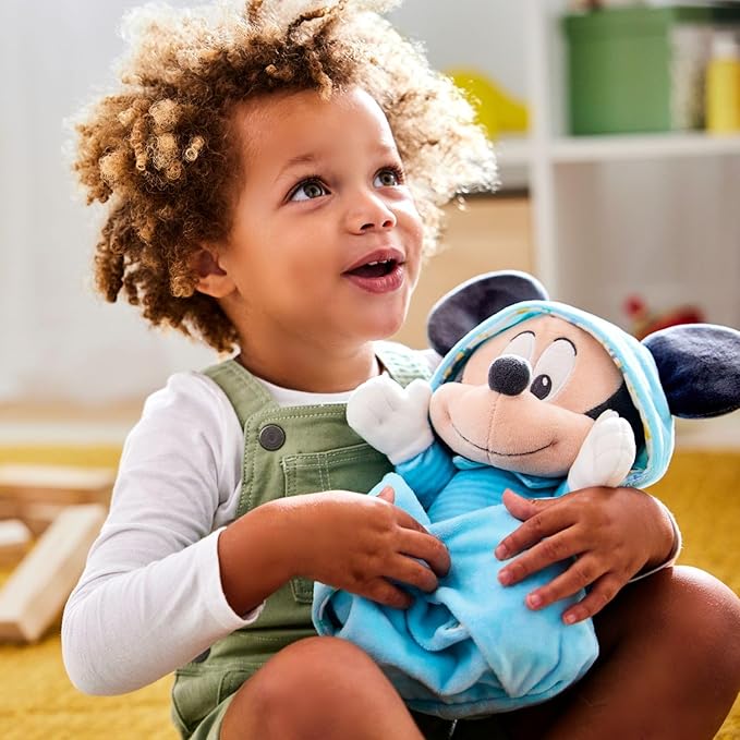DISNEY STORE Unisex-Children Babies Collection: Mickey Mouse Plush in Swaddle with Detailed Plush Features - Official Soft Toy - Stuffed Animals for Babies - Perfect for Fans & Kids