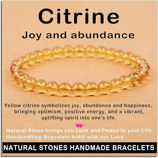 AD Beads Handmade Gemstone Stretch Elastic Bracelet Crystal Healing Reiki Nature's Beauty and Spiritual Essence Unisex