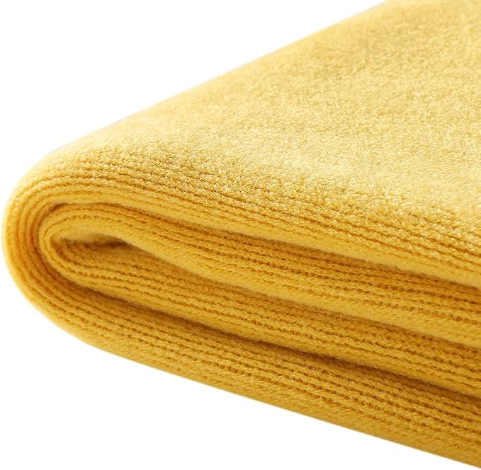 Homiest Yellow Knitted Throw Blanket with Fringe, 50x60 Inch | Pure Acrylic, Lightweight & Breathable, All-Season Use, Machine Washable, Wrinkle & Fade Resistant, for Couch Sofa And Bed