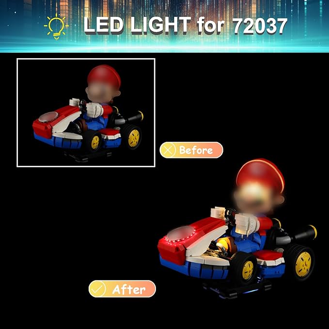 LED Light Kit for Lego-72037 Mario-Kart Set,Compatible with Lego 72037 Building Blocks Model(Not Include Blocks Set)