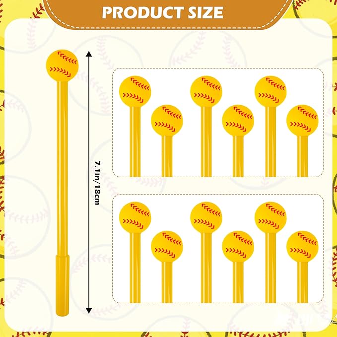 LiYiQ 100 Pcs Softball Party Favor Cartoon Cute Fun Pens for Kids Kawaii Softball Shape Gel Black Ink Pen Cute Softball Pens for School Office Home Student Kids Present