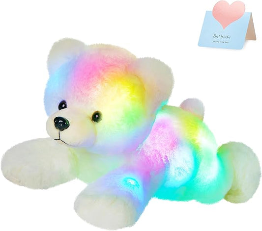 Glow Guards Light up Stuffed Polar Bear LED Soft Plush Toy with Magic Night Lights Glow in The Dark Birthday Holiday for Toddler Kids