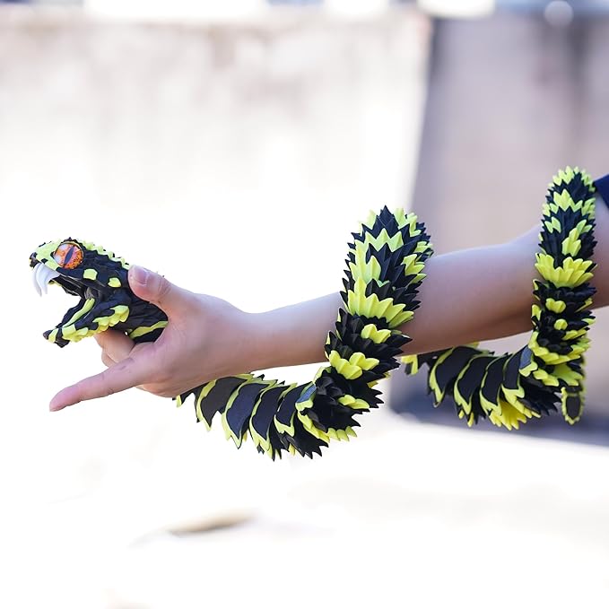 Super Large 3D Printed snake with a movable mouth,47.4inch,Flexible Realistic Articulated Animal Fidget Toys,Mystery Figurines Gifts ,Executive Desk Décor and Festival Collectible (BY 47.4inch)