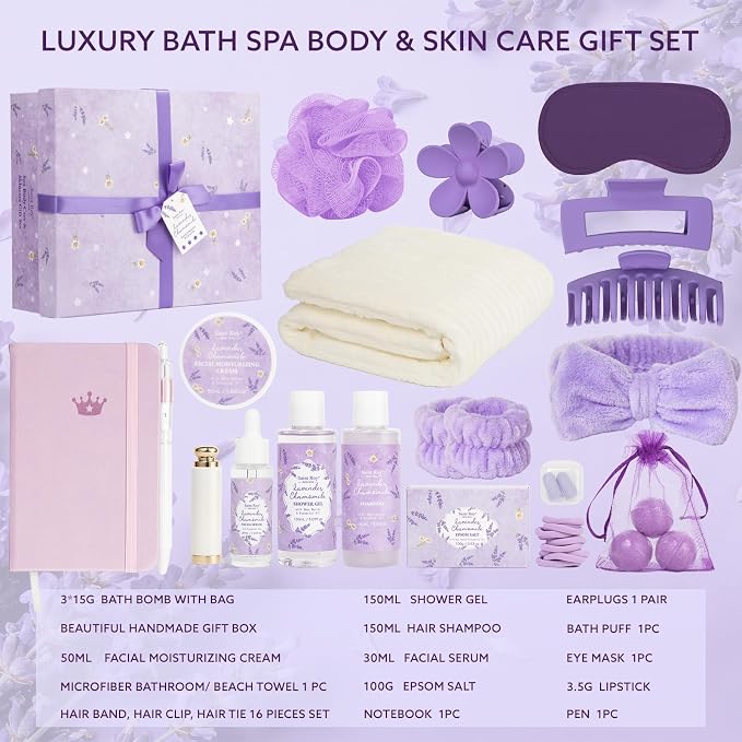 Get Well Soon Gifts for Women, 33 Pcs XXL Bath and Body Gift, Skin Care Set | Self Care Gifts Set, Mother's Day, Birthday, Home Spa Kit, Holiday, Christmas, facial care kit for Mom Her Wife Girlfriend