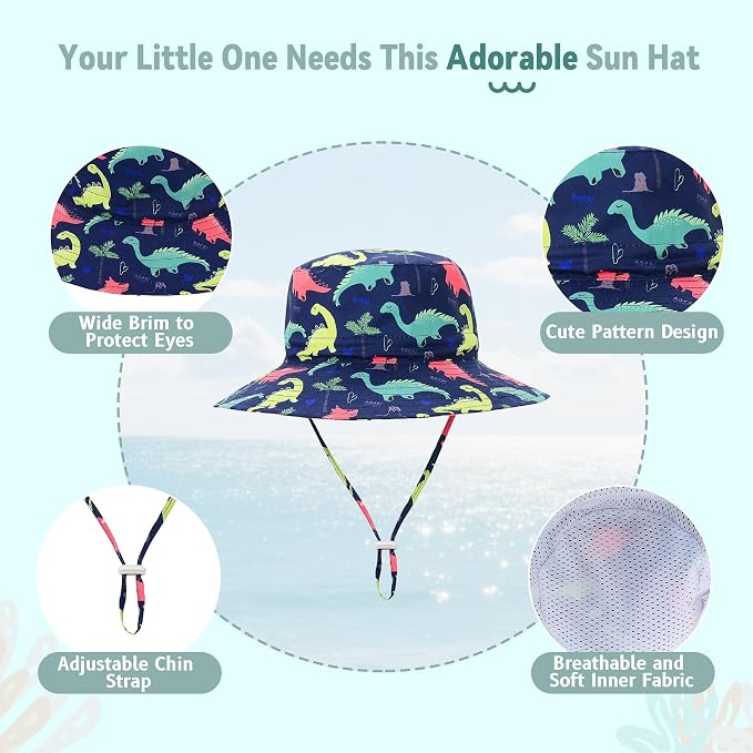 Baby Sun Hat UPF 50+ Sun Protective Toddler Bucket Hat Summer Kids Beach Hats Wide Brim Outdoor Play Hat for Boys Girls