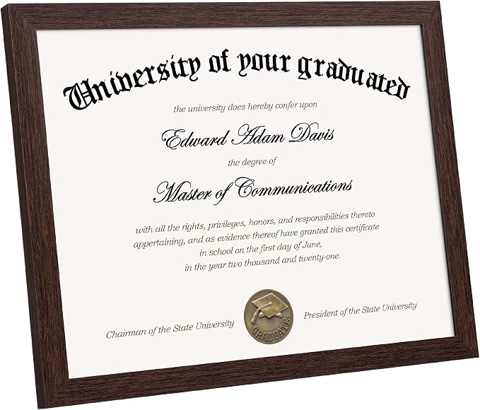 upsimples Certificate Frame, 8.5 by 11 Glass Diploma Frames, 5 Pack, Brown | Displays 8.5x11 Document and Degree, Graduation Gift for Wall or Tabletop Decor, High-definition Glass