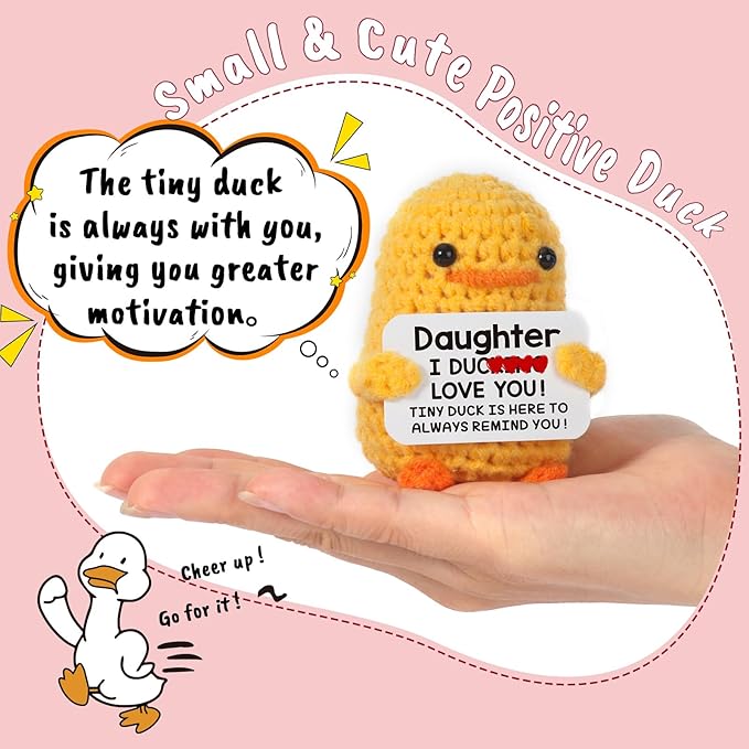 MBL Birthday Gifts for Daughter from Mom - to My Daughters Day, Funny Handmade Crochet Duck for Christmas Stocking Stuffers Xmas Holiday Easter Back to School Graduation Present from Mother Dad