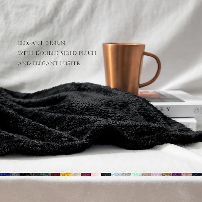 Exclusivo Mezcla Fuzzy Plush Fleece Bed Blanket King Size, Black | 104x90 Inches, Super Soft and Cozy Bed Blanket, Fluffy Decorative Bedding for Livingroom, Bedroom, All Season