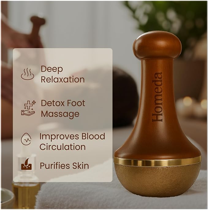 Kansa Wand Vatki Ayurveda Foot Massager - Indian Skincare Tool - SWA Kansa Wand for Feet & Face Relazation, Wellness & Detox - Ayurveda Gifts (Single Big Bowl)
