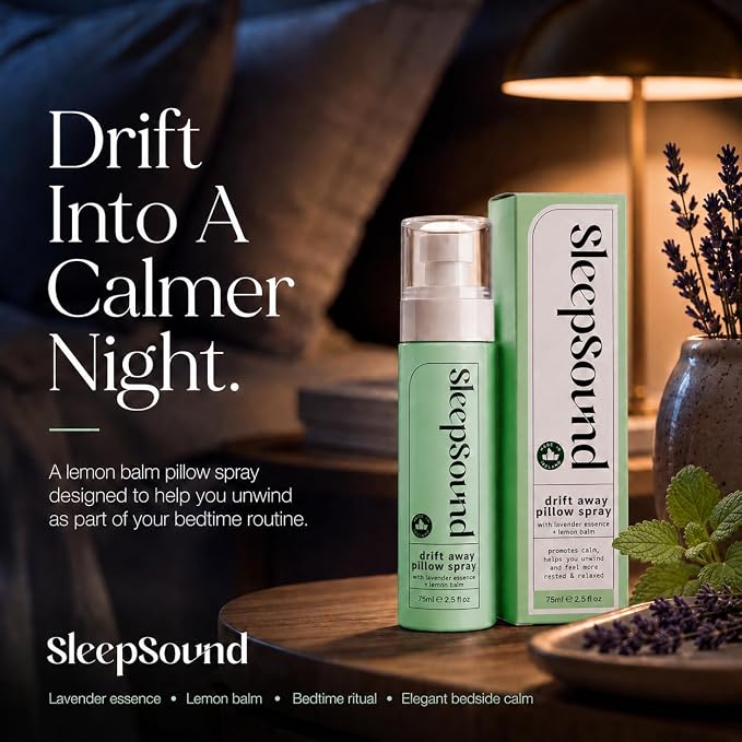 SleepSound Lavender + Lemon Balm Pillow Mist | Calming Aromatherapy Spray for Nighttime Relaxation & Wind Down Routine | Soothing Bedtime Mist Scent Fragrance
