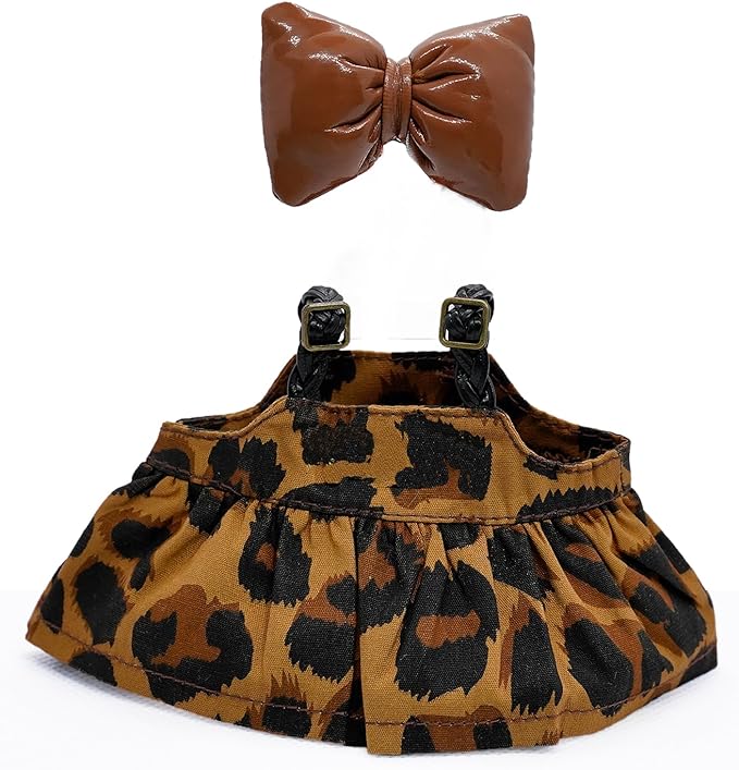 17cm Doll Clothes - Premium Handmade Clothes 2 Piece Set Bowknot & Dress Adjustable Doll Outfit - Luxury Chic Style Set High-End Fashion Accessories (No Doll) - Brown Bow Set