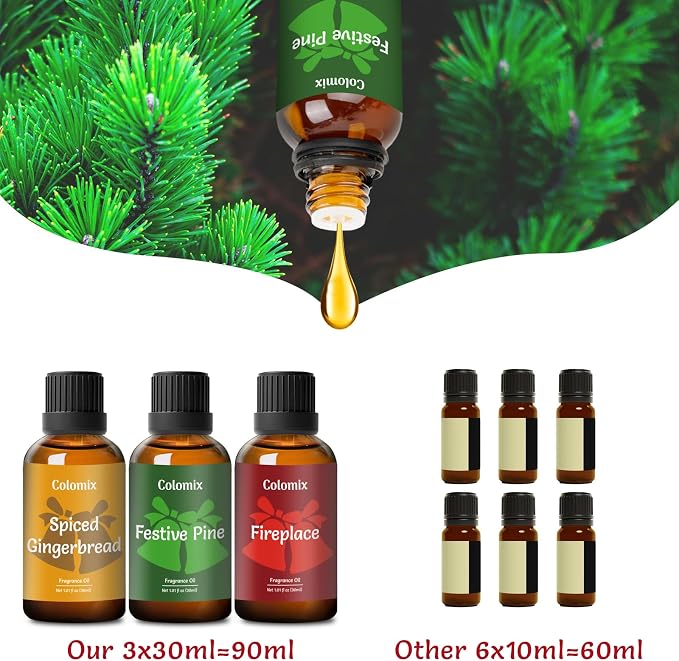 Christmas Fragrance Oils Set, 30ml x 3, Fragrance Oil for Diffuser, Candle Making, Soap Scents | Holiday Scent Oil Gift Set, Essential Oils Diffuser Scents