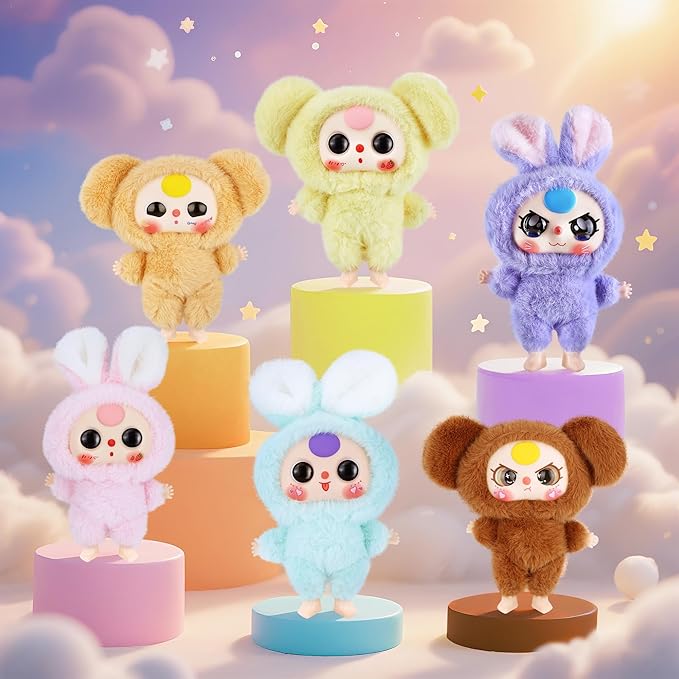 Vinyl Plush Pendant, Stuffed Animals with Cute Vinyl Face Vivid Expression for Girls Boys, Kawaii Macaron Pink Plush Figures Stuffed Doll Gift for Birthday Christmas Home Car Décor Collectibles Toys