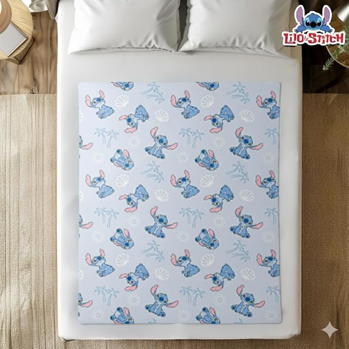 Cudlie Stitch Blanket | Lilo & Stitch Baby Blanket | Stich's Fleece Throw | Lilo & Stich's Newborn Blankets | 30" X 40" | Blue | Officially Licensed