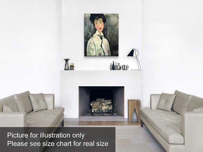 Niwo ART - Woman in a Black Tie, World's Most Famous Paintings Series, Canvas Wall Art Home Decor, Gallery Wrapped, Stretched, Framed Ready to Hang (16"x12"x3/4")