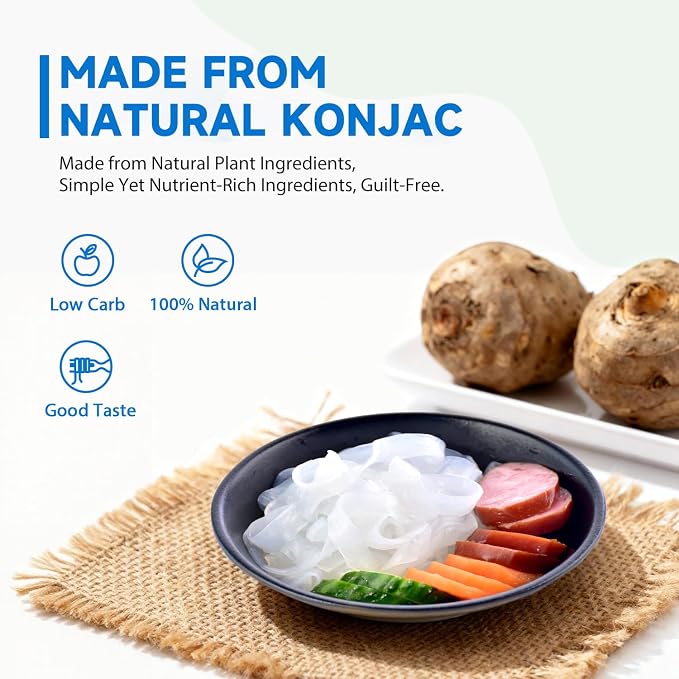 Soeos Organic Konjac Noodles, Fettuccine, 9.5oz (270g) 6 Packs, Kosher, Sugar Free, Gluten Free, Low Calorie, Low Carb Pasta, Shirataki Noodle
