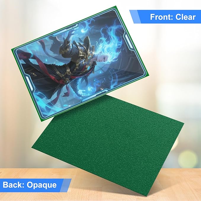 Tioplior Trading Card Sleeves Perfect Fit TCG Matte Sleeves, Soft Sports Card Protector for Photocard Easy to Shuffle and Stack While Playing Card Game, Standard TCG Card Sleeves (Green, 300ct)