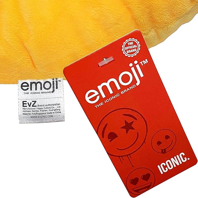 EvZ Official Certified Relaxed Emoji Pillow - 32cm Large Soft Plush Peaceful Smiling Face Emoticon Cushion - Cozy Decorative Stuffed Toy for Sleeping, Spa Decor & Stress Relief (Yellow)