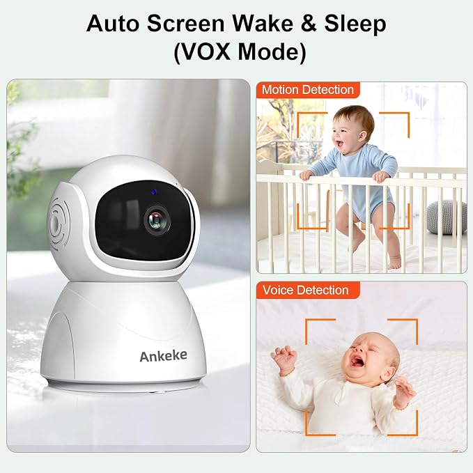 Baby Monitor with Camera and Audio, No WiFi Baby Monitor with 5" IPS LCD Screen, 100-Hour Battery, 1000ft Long Range, 2-Way Talk, Cry and Feeding Reminder, Night Vision and 355°PTZ