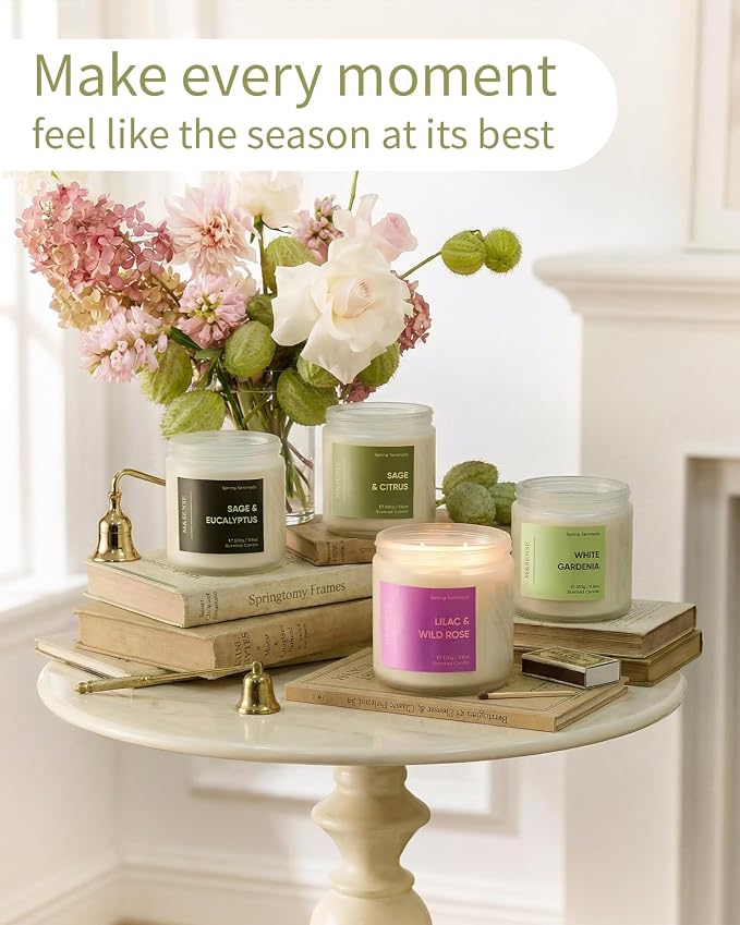 M&SENSE Lilac Wild Rose Scented Candle, 11.6oz 70-Hour Burn Natural Soy Wax | 2-Wick Non-Toxic, Aromatherapy for Home, Gift for Women & Mom for Easter & Spring Refresh