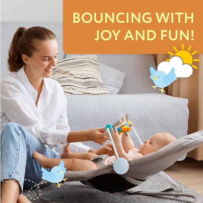 IMPRESA Wooden Toy Bar Compatible with BabyBjorn Bouncer - Medium, Bird Hand-Eye Play & Baby Mobile Attachment - Splinter-Free Wood & Toy Bar Wood