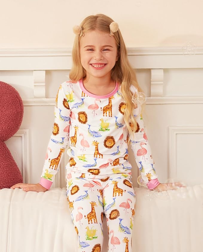 Bamboo Viscose Toddler Girls Kids Pajamas Unicorn Mermaid Pjs Long Sleeve Snug fit 12M-8Y 2pcs Soft Jammies