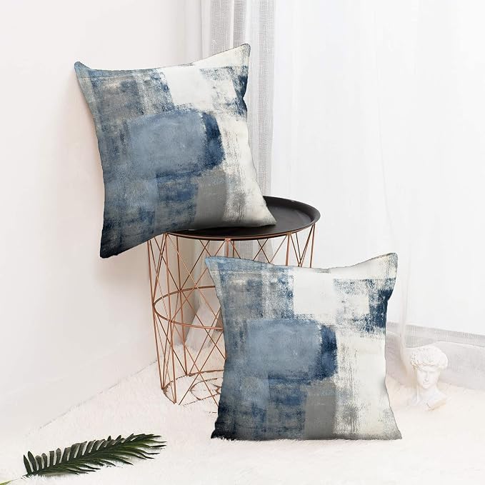 Throw Pillow Covers for Couch, 24x24 Inch, 2 Pack, Grey Blue | Decorative Throw Pillow Covers Cushion Covers for Couch Bedroom Sofa Living Room