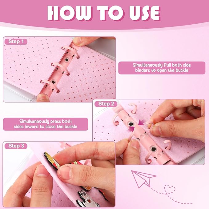 8 Pcs Mini Enamel Pin Display Book Gift Clear Collection Travel Trading Binder Holder Badge Book Storage Organizer up to 36 1-inch Enamel Pins for Travel Collectors (Pink,4.61x3.94 in)