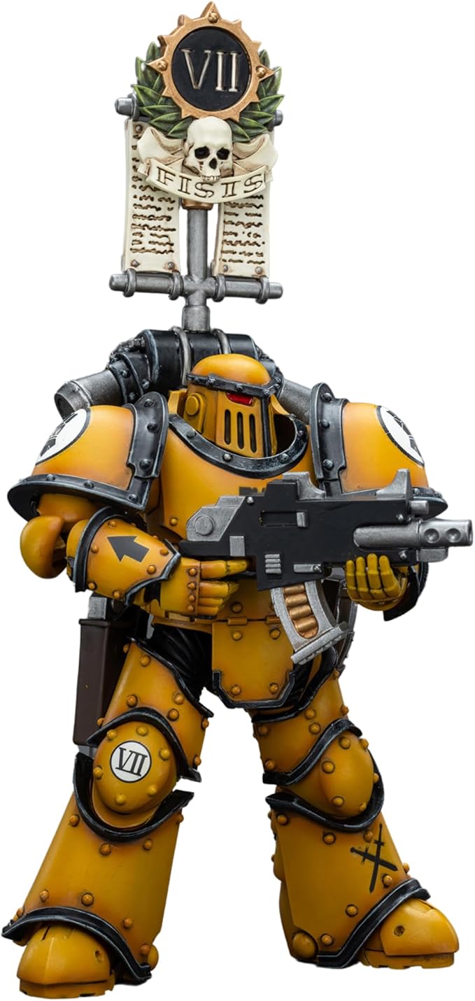 JOYTOY Warhammer 40,000 1/18 Action Figure Imperial Fists Legion MkIII Tactical Squad Legionary with Legion Vexilla Collection Model Christmas Birthday Gifts