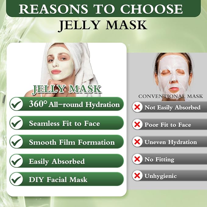 Powder Jelly Mask for Facials Professional, Peel Off Facial Mask for Hydrating & Moisturizing, Hydrojelly Mask for Women Men Skin Care, Home DIY Spa Use for All Skin with Tea Tree
