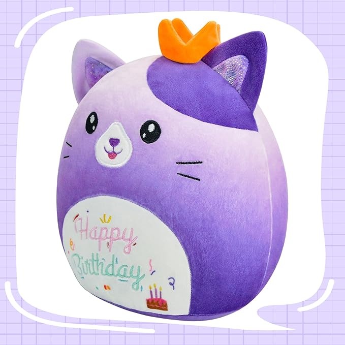 Cat Stuffed Animal Cat Plush Toys 14 Inch Soft Plushies Pillow Cute Gradient Purple Plushies Room Decoration Birthday Gifts for Kids Toddlers Girls and Boys