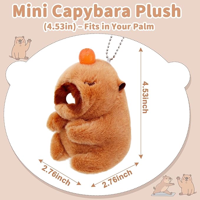 Cute Capybara Plush Toy with Bubble Capibara Stuffed Animal for Back to School Gifts, Keychain & Backpack Charm, Desk Decor, Birthday Party Favor, Stress Relief Toys for Kids Aduts (Style A)