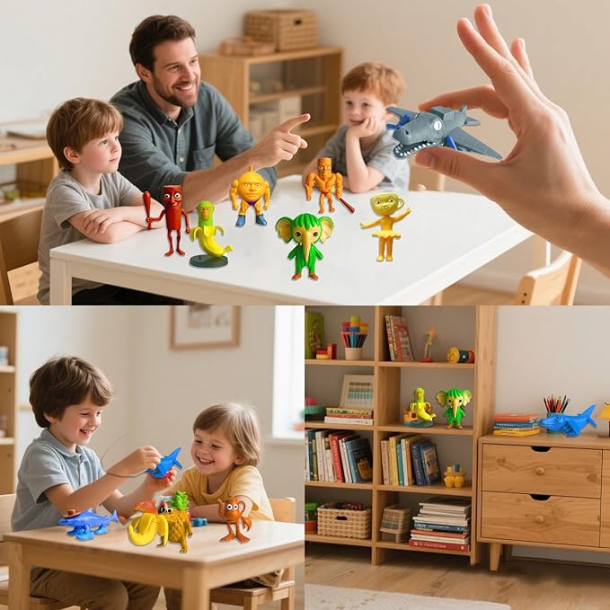 12PC Italian Brainrot Toy Figures Animals Tralalero Tralala Figure Tung Tung Tung Sahur Figurine Bombardiro Crocodilo Animals Figurine Doll Gifts for Fans