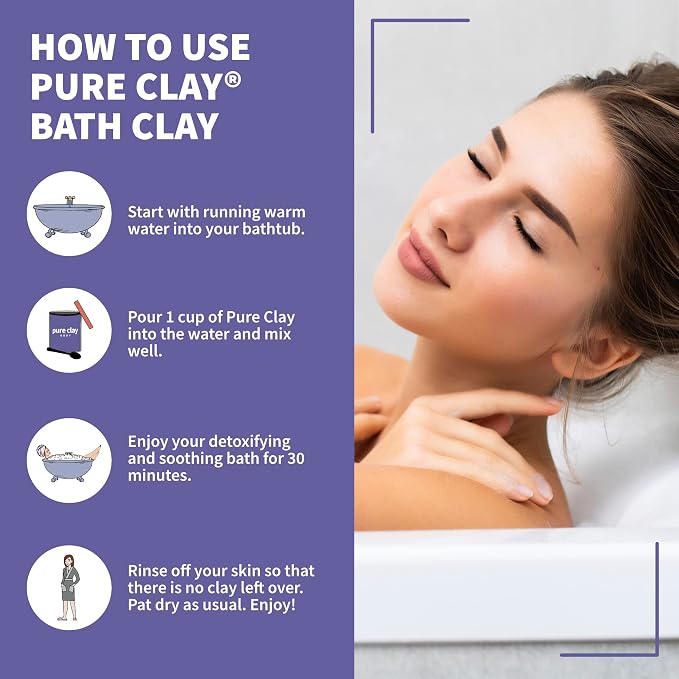 Pure Calcium Bentonite Montmorillonite Mud Bath Soak, Deep Soothing Restorative Aztec Indian Healing Clay for Relaxing Detox, Inspired by Ancient Aztec, Bentonite Clay Food Grade Inspired for Spa Care