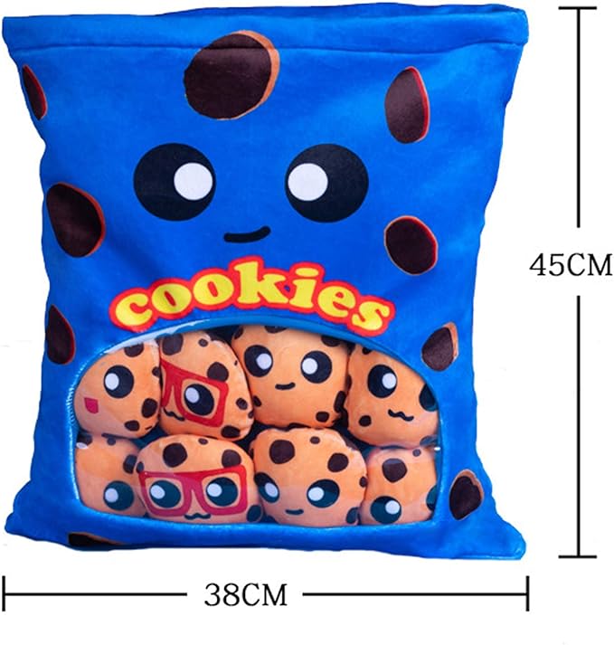 REFAHB Yummy Cookie Stuffed Toy Game Pillow, Cute Plush Cushion, Delicious Food Dessert Package, Birthday Gift (8pcs a Bag, Blue)