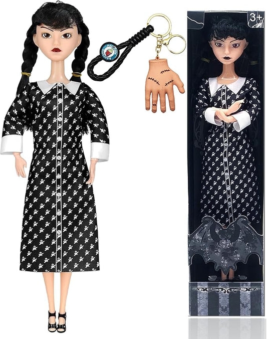 Dumwick 11.5'' Adams Doll with Gift Box, High Heels, Black Dress, and Hair, Perfect Christmas and Birthdays Toy Gift for Girls & Fans(B2)