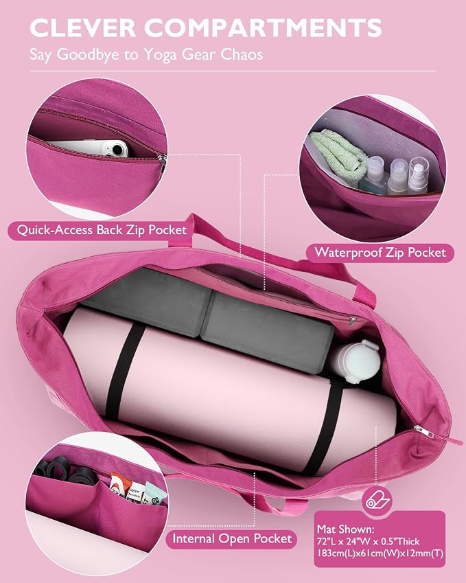 Gonex Yoga Mat Bag, Extra Canvas Gym Bag with Waterproof Pocket Metal Zipper, Fits Mat & Blocks, Stylish Yoga Mat Carrier for Women, Ideal for Yoga, Pilates, Workout, Travel