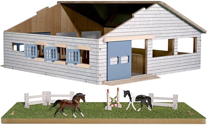 Breyer Horses Farms Deluxe Arena Stable | 24 Piece Playset | 2 Stablemates Horses Included | 24.25" L x 22" W x 10.5" H | 1:32 Scale | Model #59243