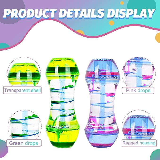 FKYTION Liquid Motion Bubbler 2-Pack, Colorful Sensory Toys, Classroom Learning & Time Management Supplies Home or School Desktop Toys (Style 3-2 Pieces)