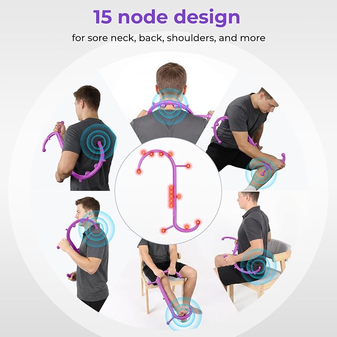 Detachable Trigger Point Massage Cane, Button-Release Design Massage Hook for Back, Neck & Shoulder Pain Relief, Pressure Point Massage Tool for Muscle Recovery (Medium, Pink)
