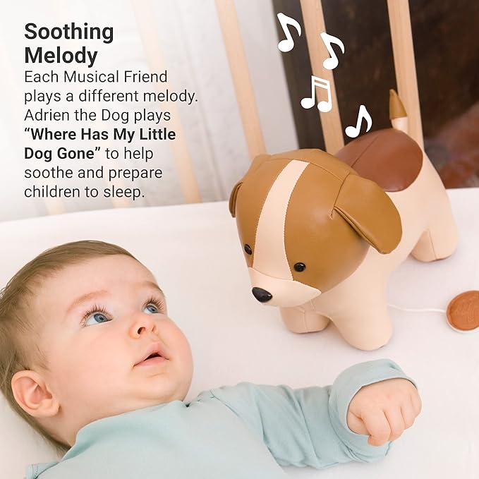 Little Big Friends Musical Baby Toy – Soft Plush Pull-String Cord Classical Toy for Baby & Toddlers | Soothing Stuffed Cuddly Animal Gift | Adrien The Dog