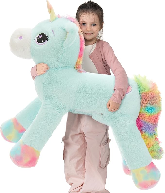 Tezituor 43in Giant Unicorn Plush Toys,Big Blue Unicorn Stuffed Animals,Lovely Birthday Decorations for Children,Great Unicorns Gifts for Girls