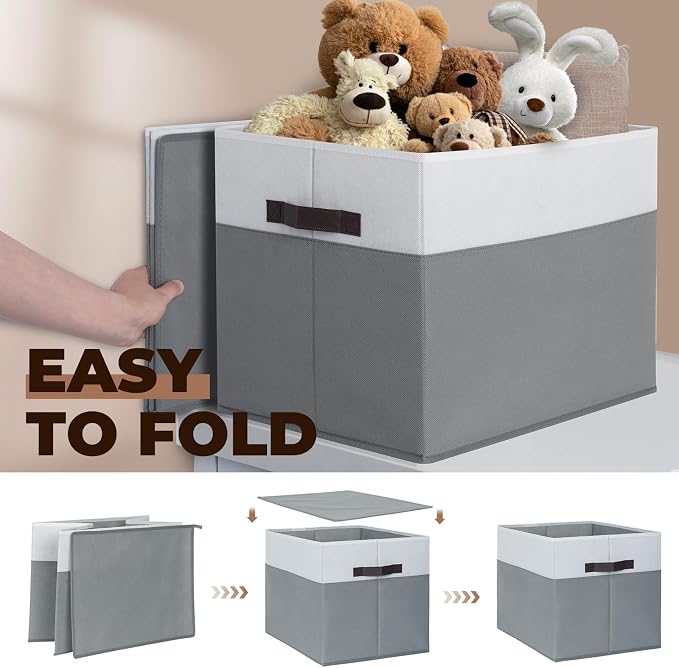 6 Pack Clothes Bins for Organization - 16x12 Extra Large Storage Baskets for Shelves Closet Bedroom - Toy Storage Organizer Bins Boxes Cubes for Nursery - RV Apartment Essentials
