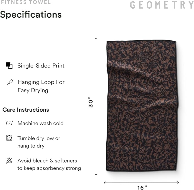 GEOMETRY Gym Towel for Working Out - Compact & Quick Dry, Super Absorbent Microfiber Sweat Towel - Premium Microfiber for Gym - Zig, 16" x 30", 1 Piece