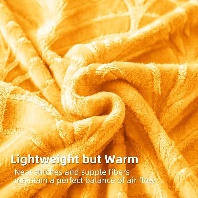 Whale Flotilla Soft Flannel Fleece Throw Blanket for Couch, Lemon Yellow | Cozy Lightweight Breathable Velvet Sofa Throws, Plush Fluffy Vintage Pattern Decorative Blanket for Bed, All Season, 50"x60"